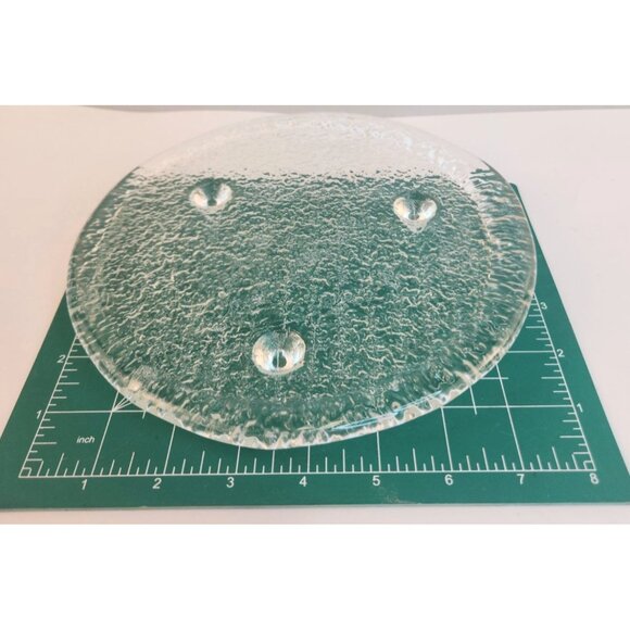 Riekes Crisa Handmade Glass Plate Textured Footed Clear 8" Turkey 1990s Vintage - Picture 5 of 7